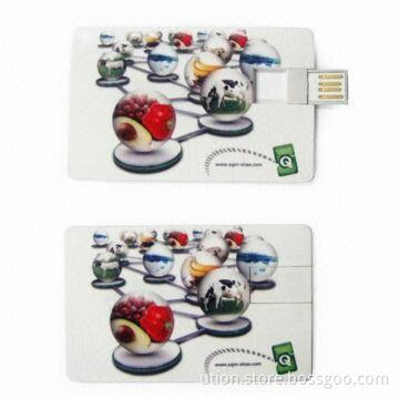 Credit Card USB Flash Drive with 1 to 32GB Memory Capacity and CE/RoHS/FCC Marks